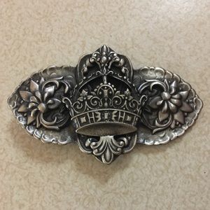 Pewter Belt Buckle with Crown
